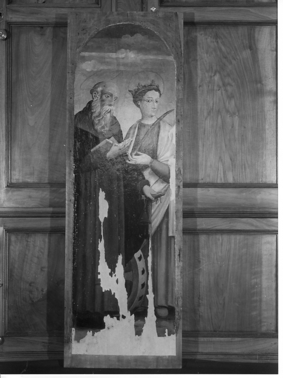 Santa Caterina d'Alessandria e Sant'Antonio Abate (scomparto di polittico, elemento d'insieme) - ambito ligure (sec. XV)