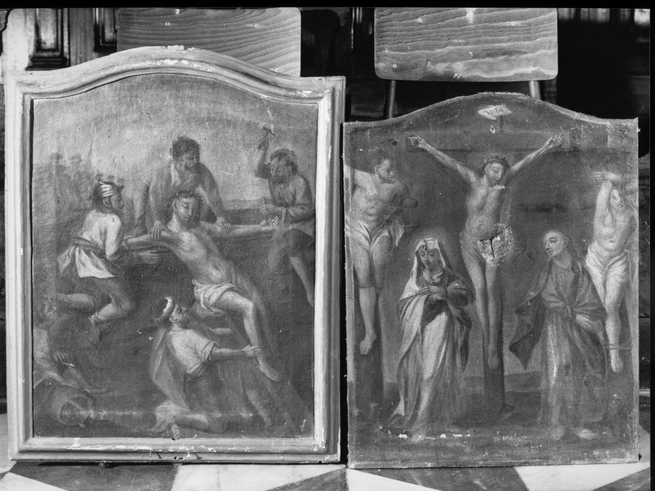 stazione XI: Gesù inchiodato alla croce (Via Crucis, elemento d'insieme) - bottega ligure (sec. XVIII)