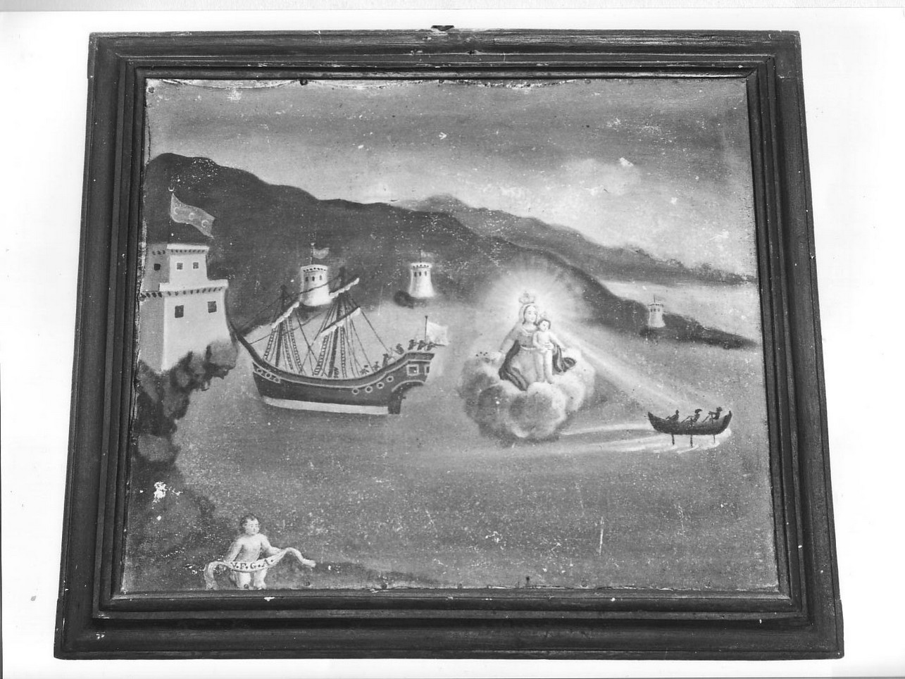 apparizione della Madonna sul mare (dipinto, opera isolata) - ambito ligure (sec. XIX)