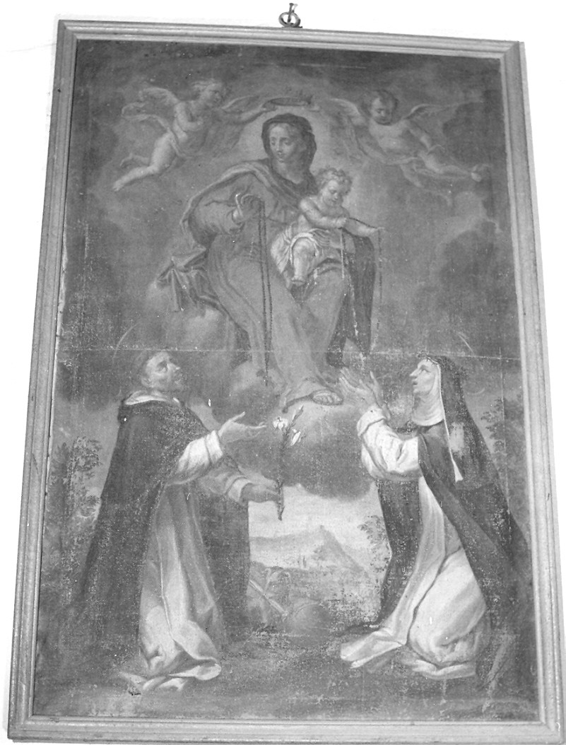 Madonna del Rosario con San Domenico e Santa Caterina da Siena (dipinto, opera isolata) - ambito ligure (inizio sec. XVIII)