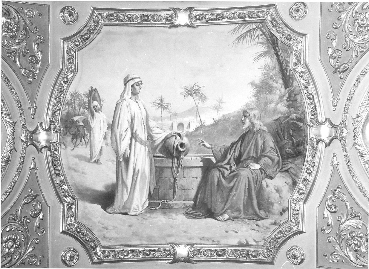 Cristo e la samaritana al pozzo (dipinto, complesso decorativo) di Resio Raffaello, Morgari Luigi (fine/inizio secc. XIX/ XX)