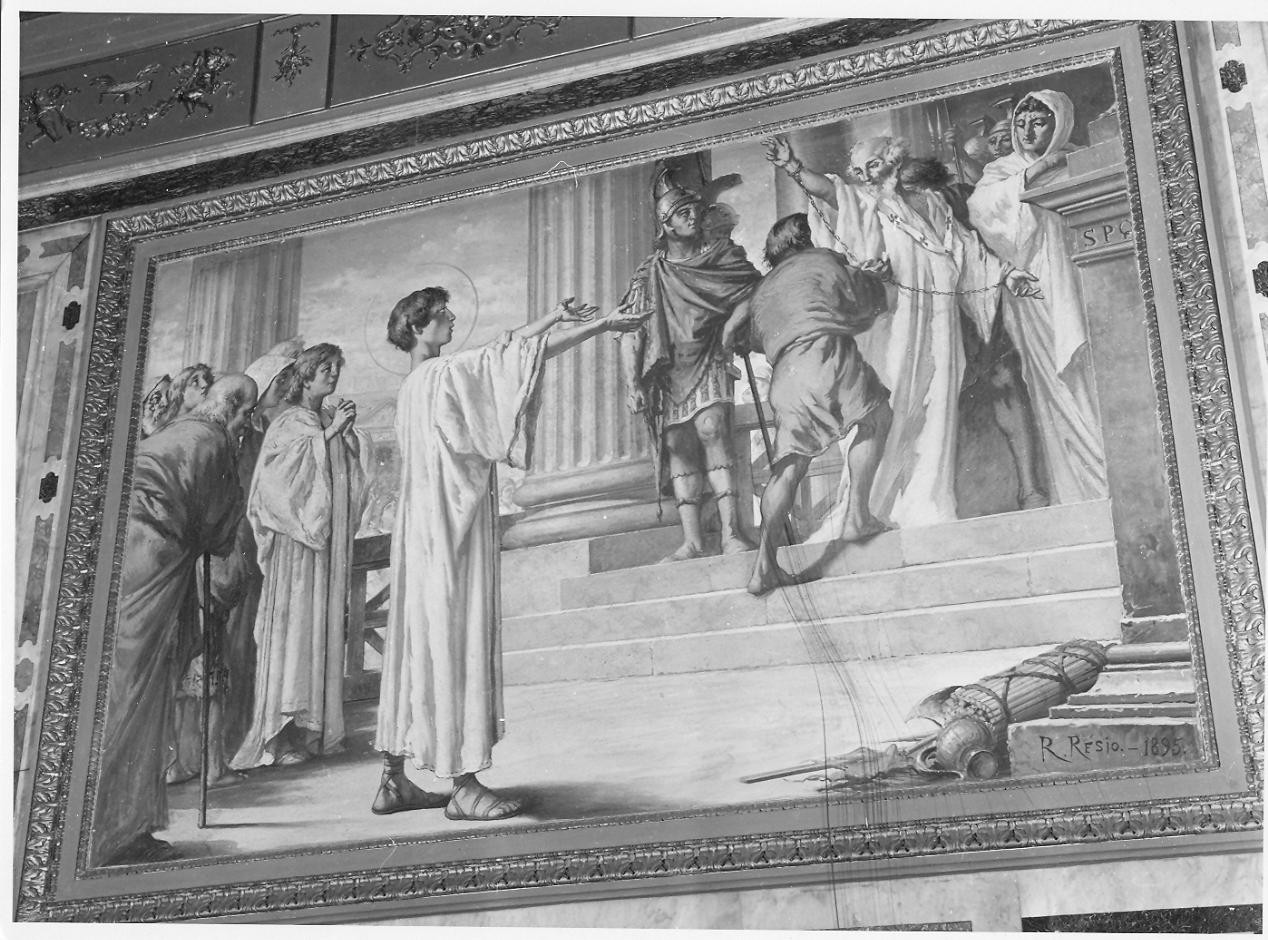 San Lorenzo incontra papa Sisto II condotto al martirio (dipinto, opera isolata) di Resio Raffaello (sec. XIX)
