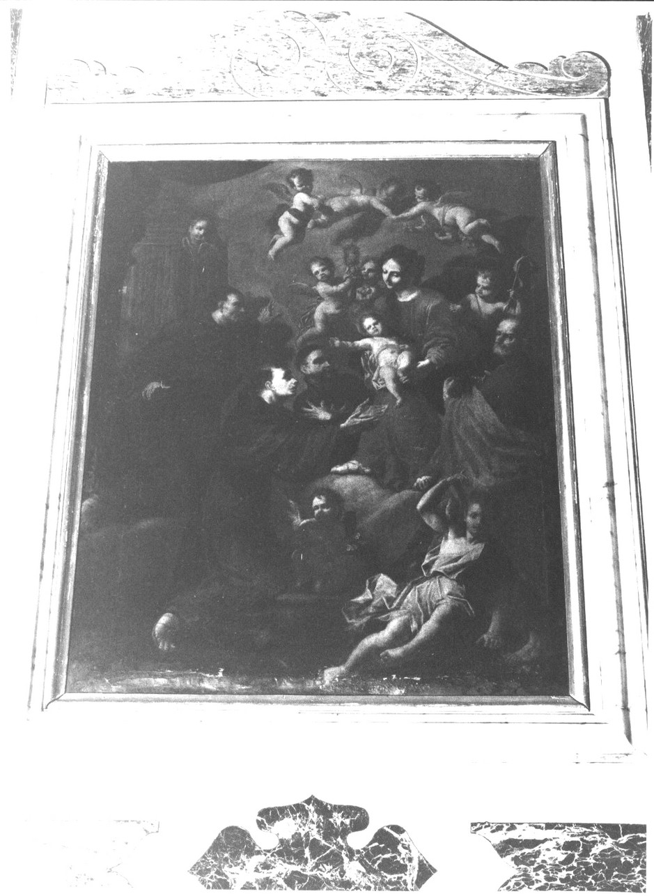 Sacra Famiglia con San Giovanni Battista bambino e Santi francescani (dipinto, opera isolata) - ambito ligure (fine sec. XVII)