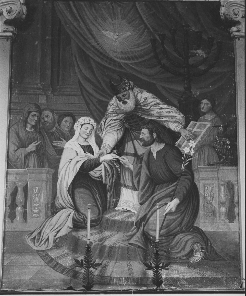 Sposalizio di Maria Vergine (dipinto, elemento d'insieme) - ambito italiano (sec. XIX)