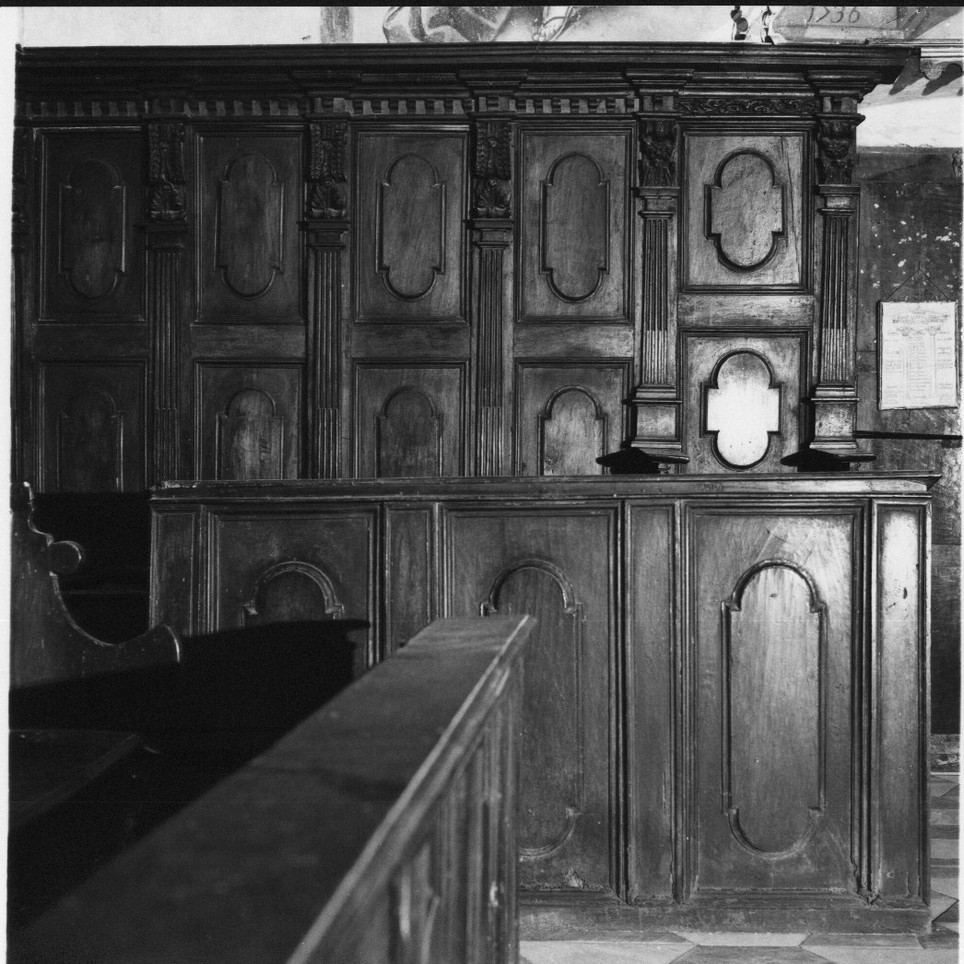 stallo di confraternita, insieme di Conisolli Giacomo (attribuito) (seconda metà sec. XIX)