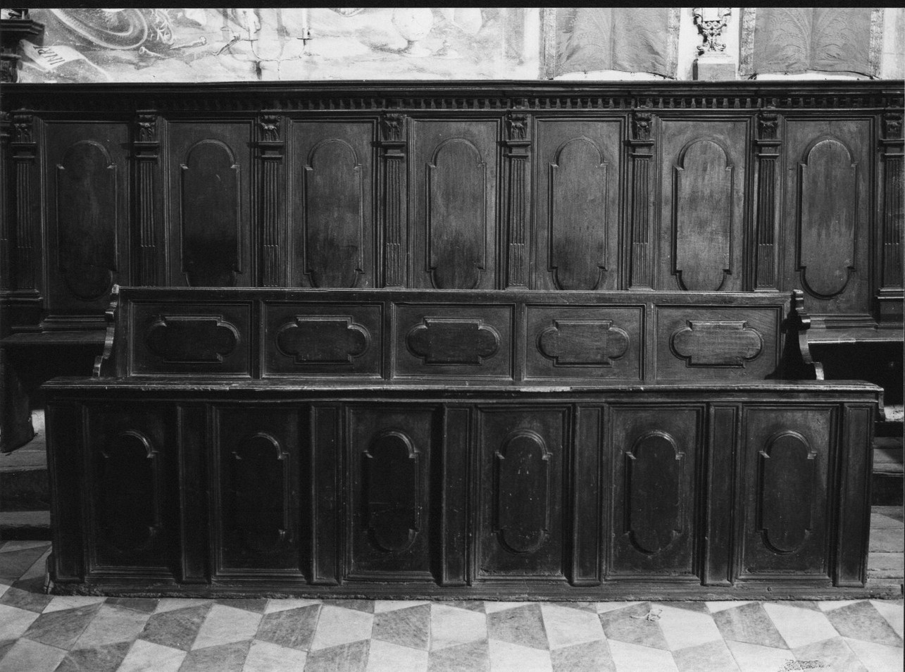 stallo di confraternita, insieme di Conisolli Giacomo (attribuito) (seconda metà sec. XIX)