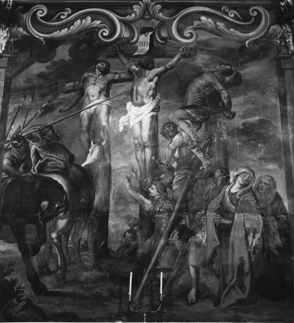 crocifissione di Cristo (dipinto, elemento d'insieme) di Sasso Giovanni Francesco (attribuito) (sec. XVIII)