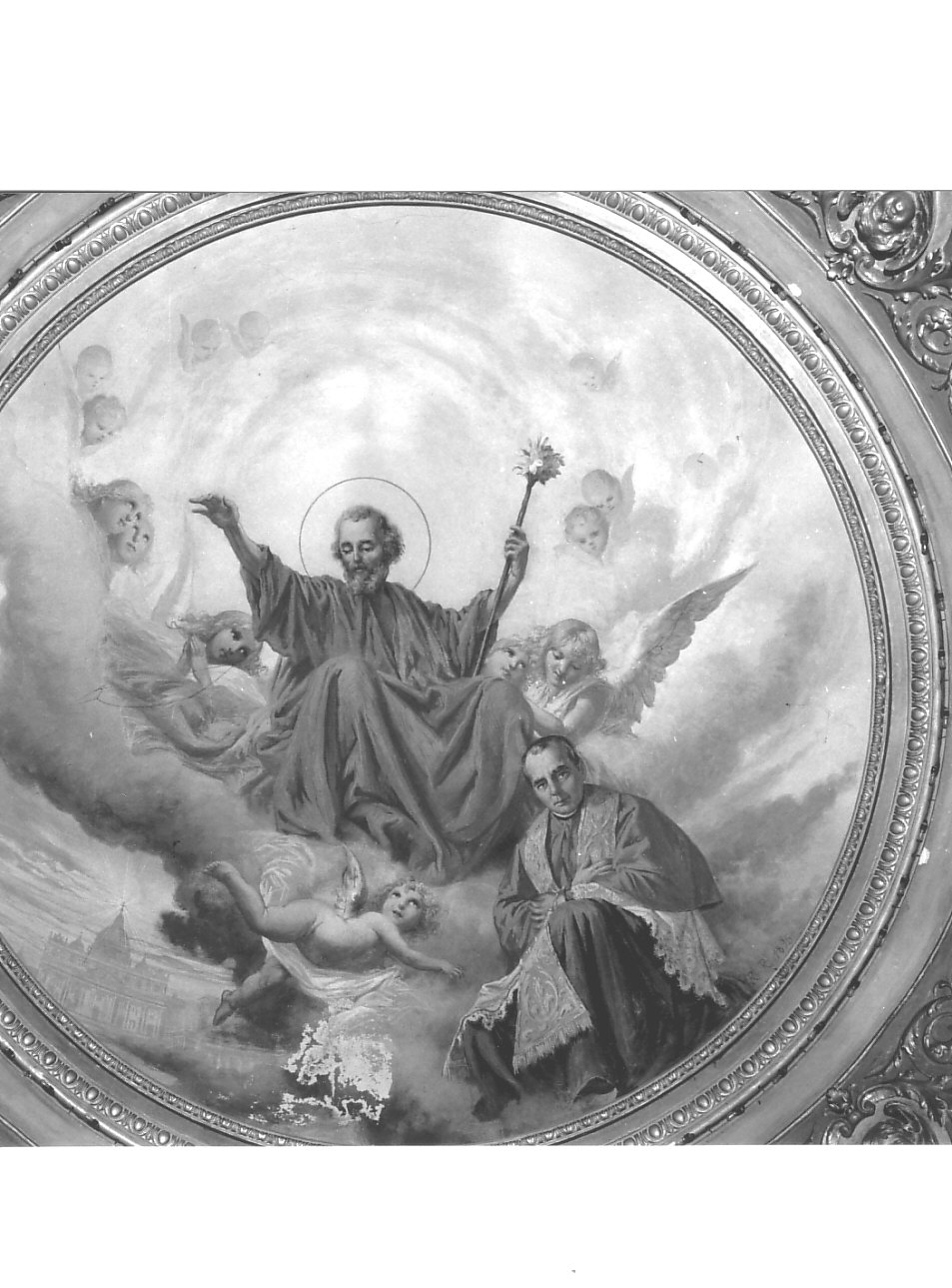 gloria di San Giuseppe (dipinto, elemento d'insieme) di Resio Raffaello (attribuito) (fine sec. XIX)