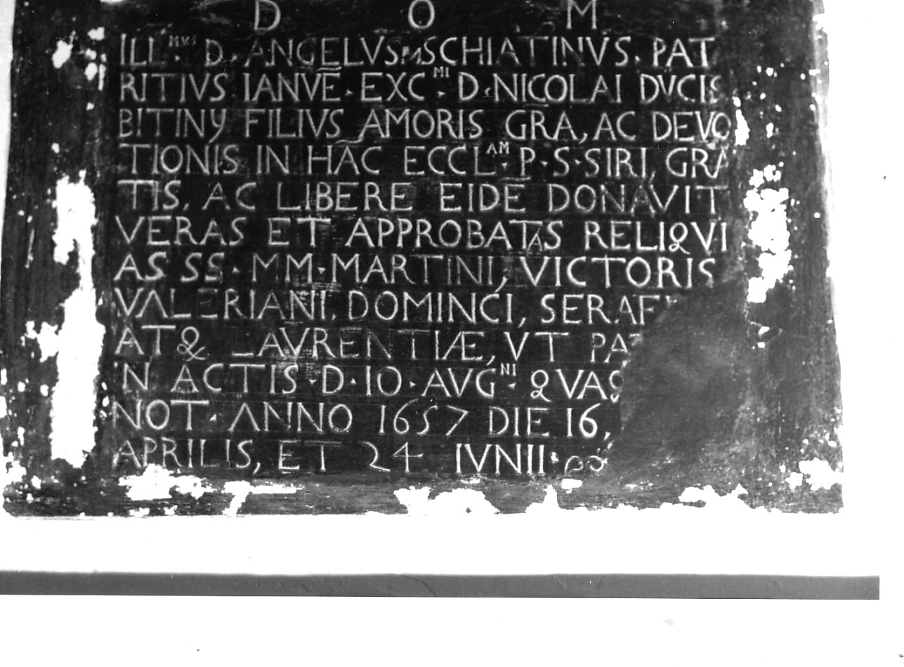 lapide, opera isolata - bottega ligure (metà sec. XVII)