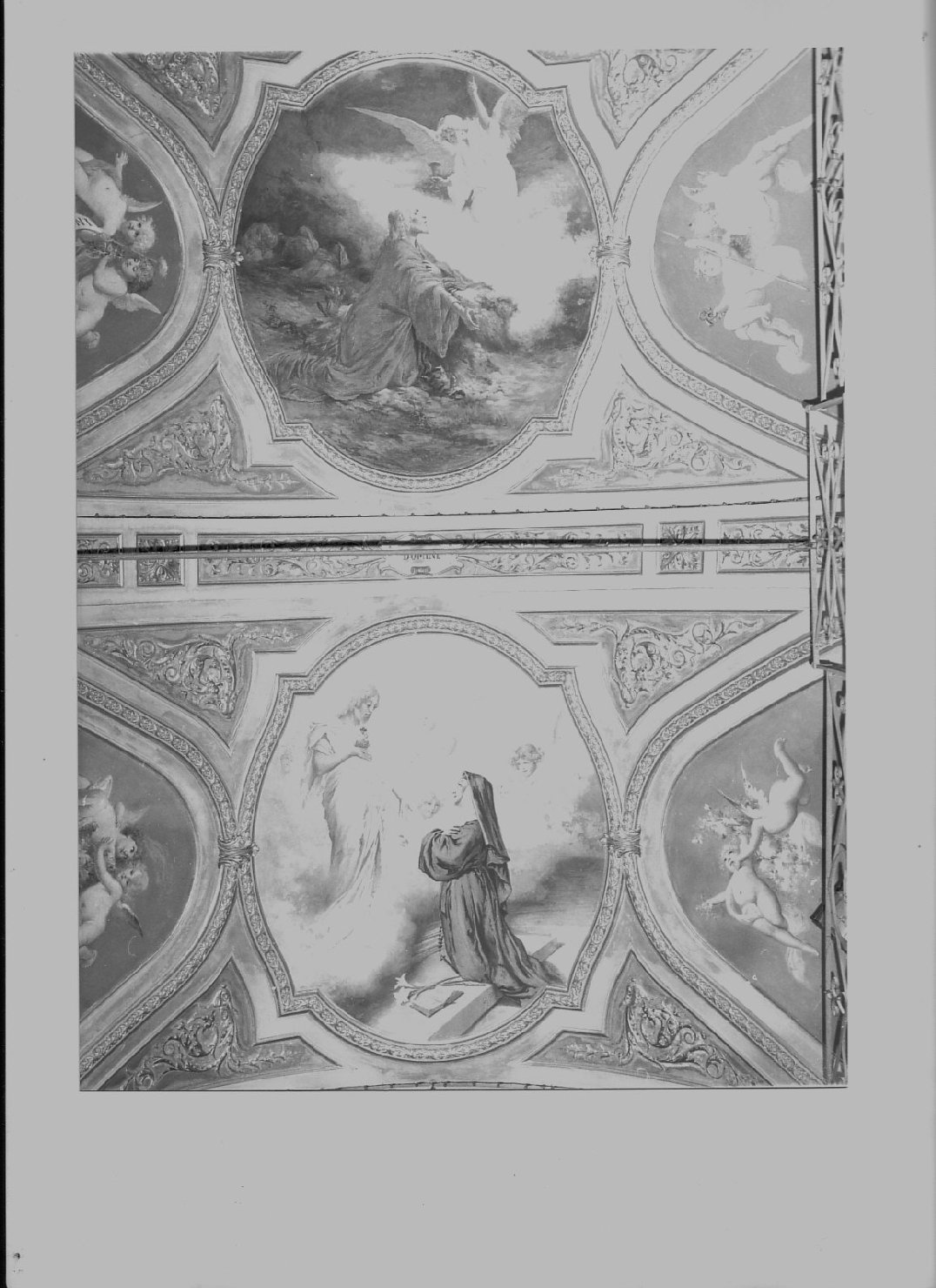 visione di Santa Margherita Maria Alacoque (dipinto, complesso decorativo) di Resio Raffaello (attribuito) (fine sec. XIX)