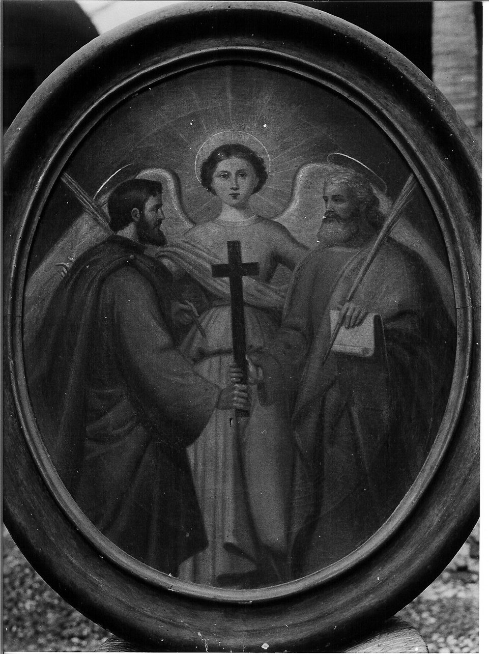 Angelo tra i Santi Cosma e Damiano (dipinto, opera isolata) di Baschenis Marcello (sec. XIX)