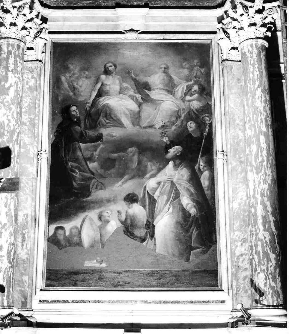 I Santi Agostino e Monica in contemplazione della Trinità (dipinto, elemento d'insieme) di Ratti Carlo Giuseppe (sec. XVIII)