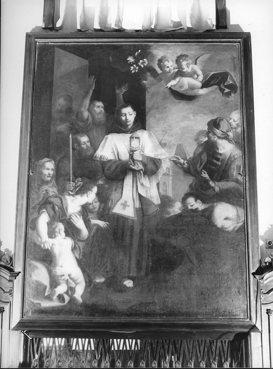 Sant'Antonio da Padova e il miracolo dell'asino (dipinto, opera isolata) di Palmieri Giuseppe (prima metà sec. XVIII)