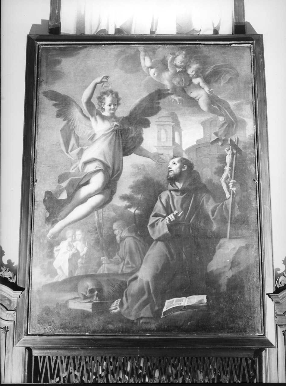 visione di San Francesco d'Assisi (dipinto, opera isolata) di Palmieri Giuseppe (prima metà sec. XVIII)