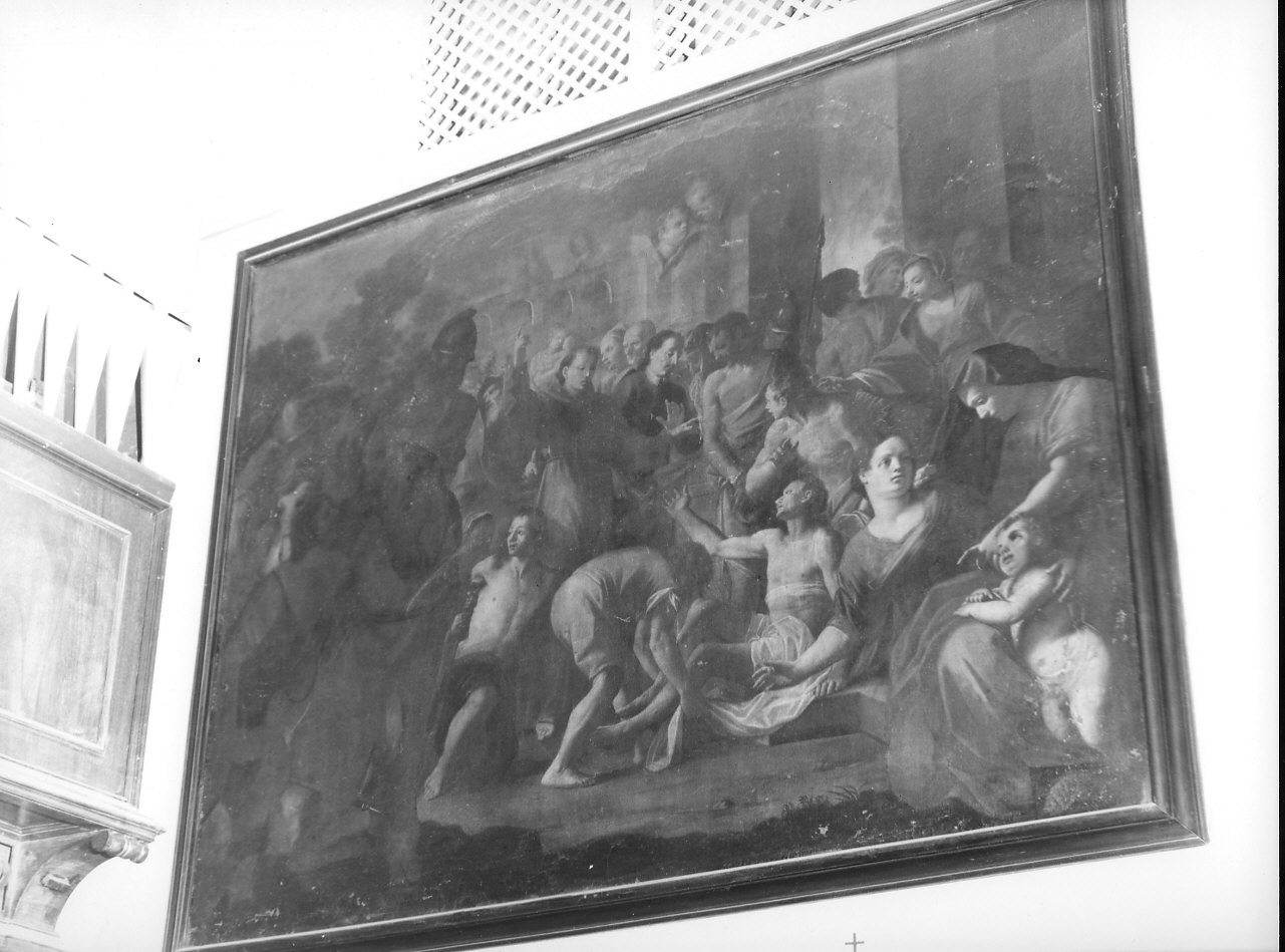 Sant'Antonio da Padova libera il padre innocente (dipinto, pendant) di Palmieri Giuseppe (secc. XVII/ XVIII)