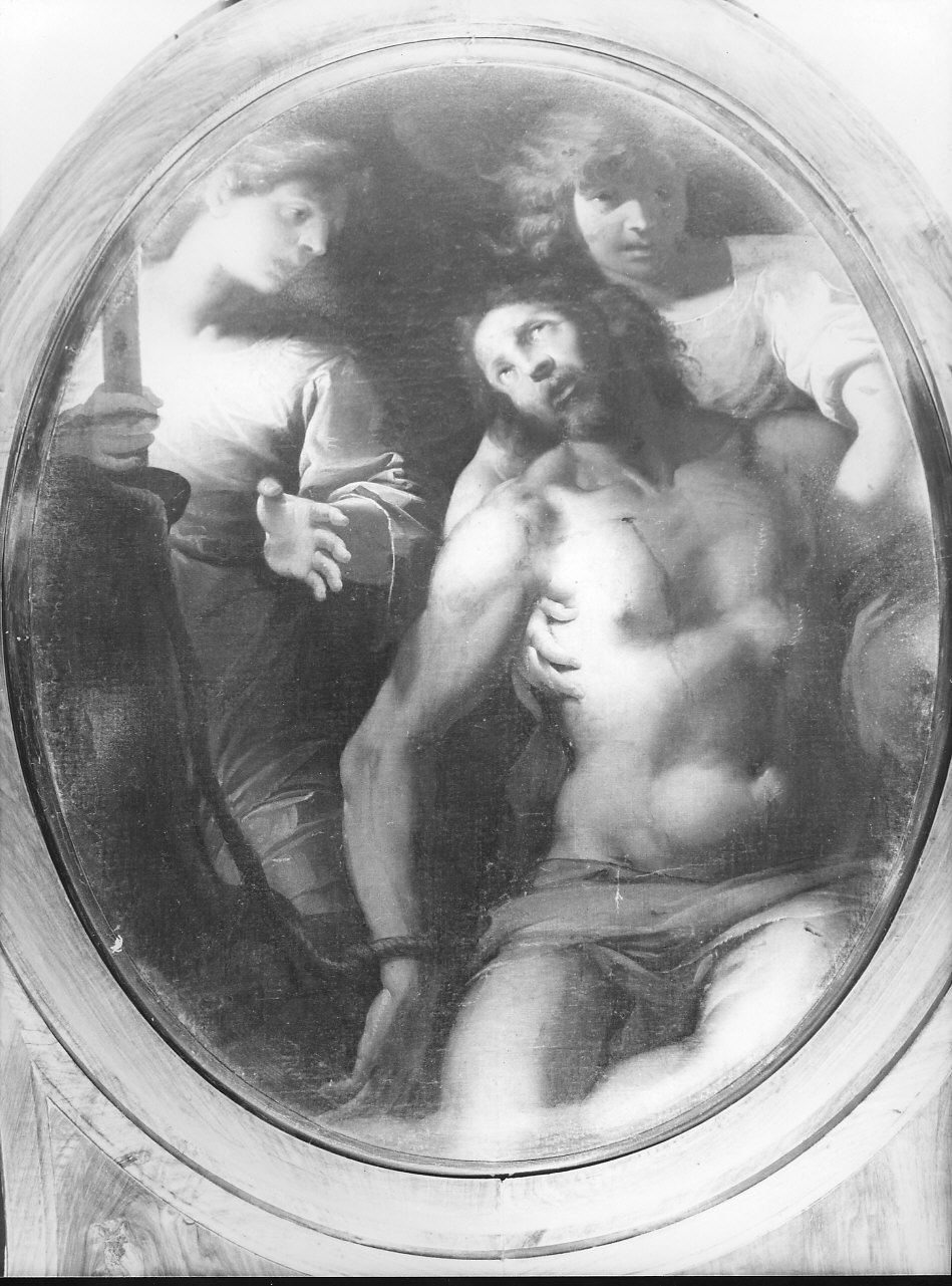 Cristo in pietà sorretto da angeli (dipinto, opera isolata) di Ansaldo Giovanni Andrea (sec. XVII)