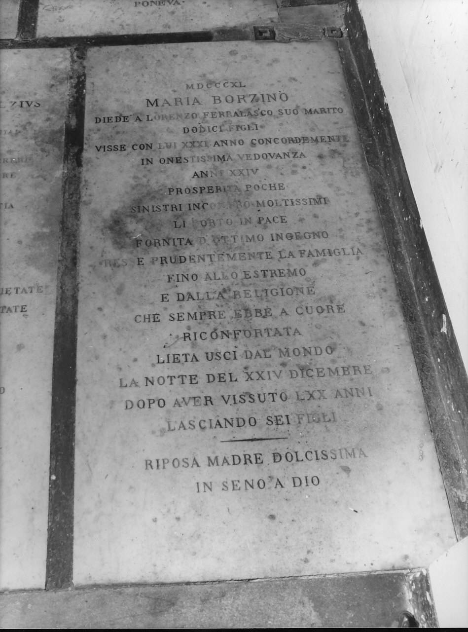 lapide tombale, opera isolata - bottega italiana (sec. XIX)