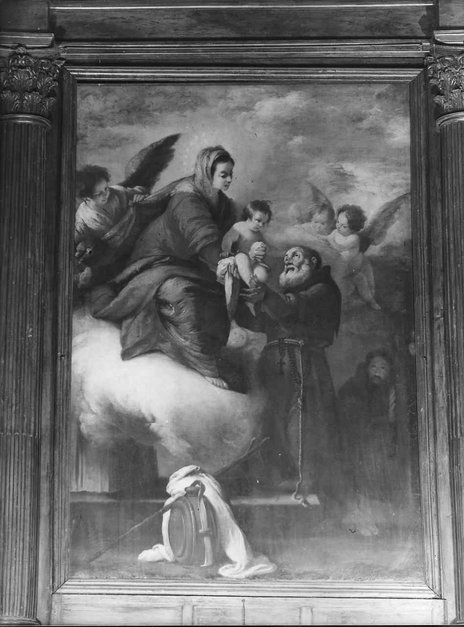 beato Felice da Cantalice riceve Gesù Bambino dalla Madonna (dipinto, opera isolata) di Strozzi Bernardo (sec. XVII)