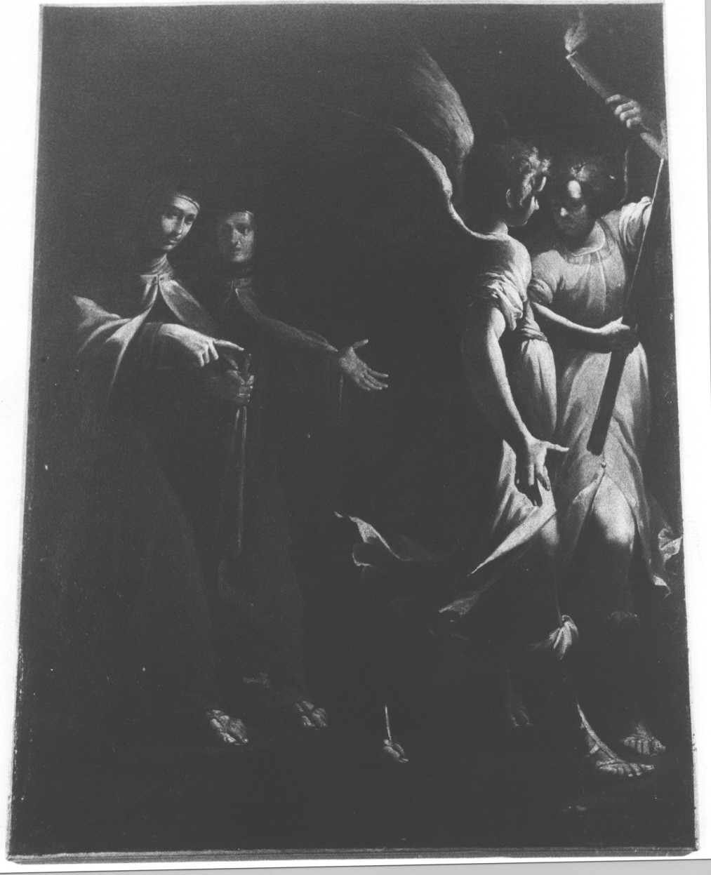 Santa Teresa d'Avila condotta dagli angeli (dipinto, opera isolata) - ambito genovese (inizio sec. XVII)
