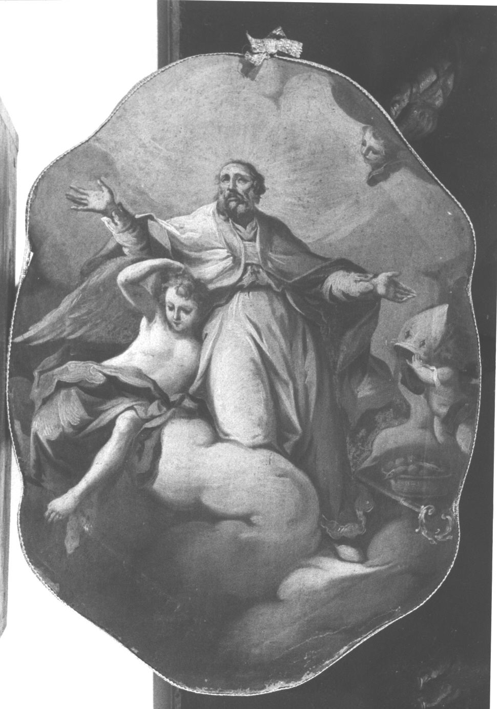 Santo vescovo in gloria (dipinto, opera isolata) - ambito italiano (seconda metà sec. XVII)