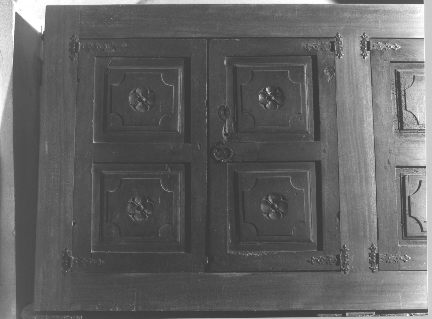 motivi decorativi geometrici/ motivi decorativi floreali (armadio, opera isolata) - bottega ligure (sec. XVIII)