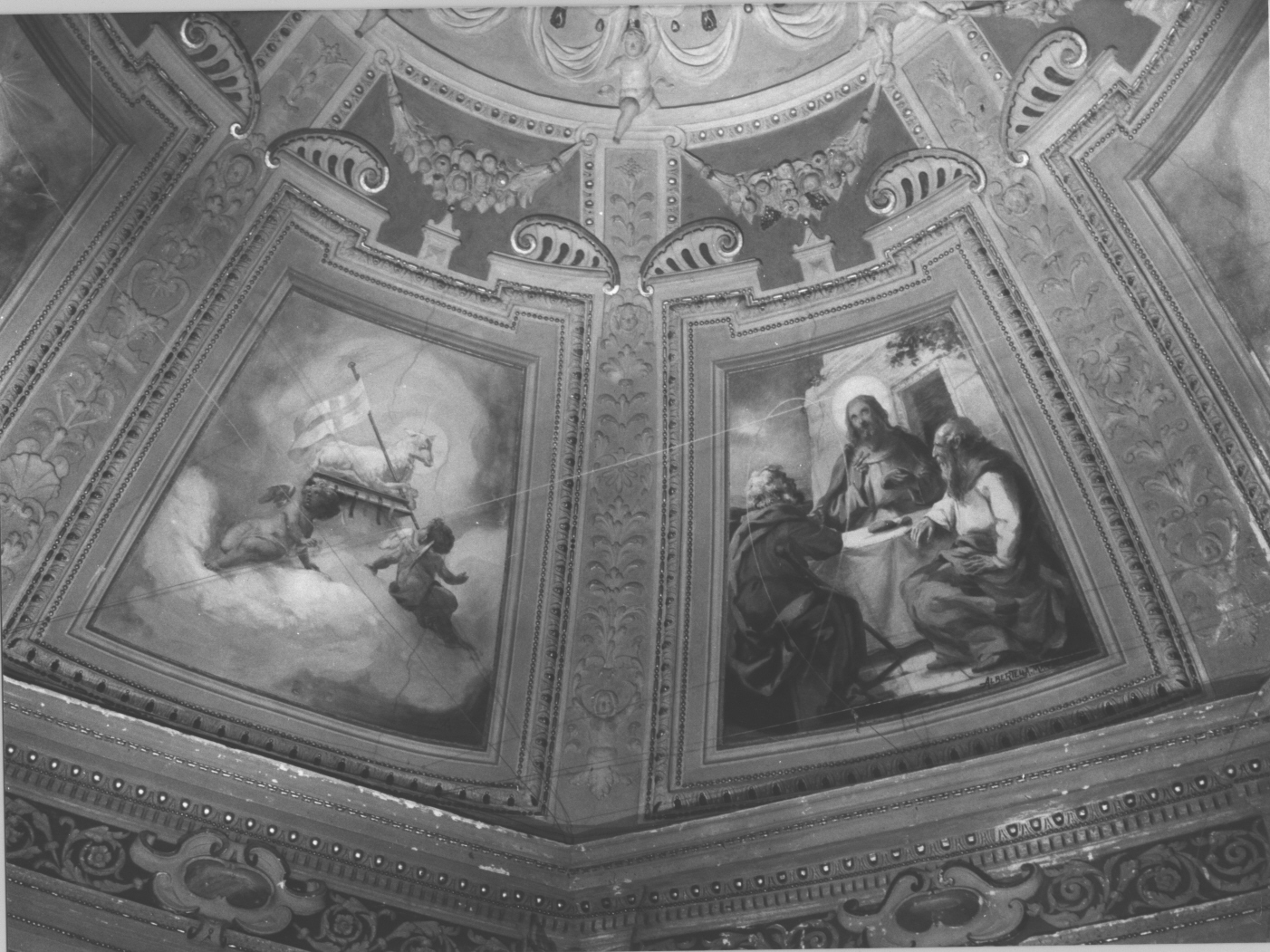 motivi decorativi architettonici/ motivi decorativi vegetali/ motivi decorativi a volute/ angeli (decorazione plastica, complesso decorativo) - bottega ligure (fine/inizio secc. XVIII/ XIX)