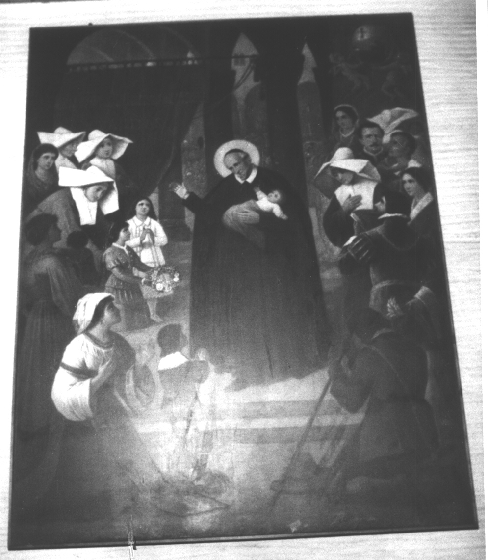 San Vincenzo dè Paoli cura gli orfani (dipinto, opera isolata) di Petriglia Antonio (sec. XIX)