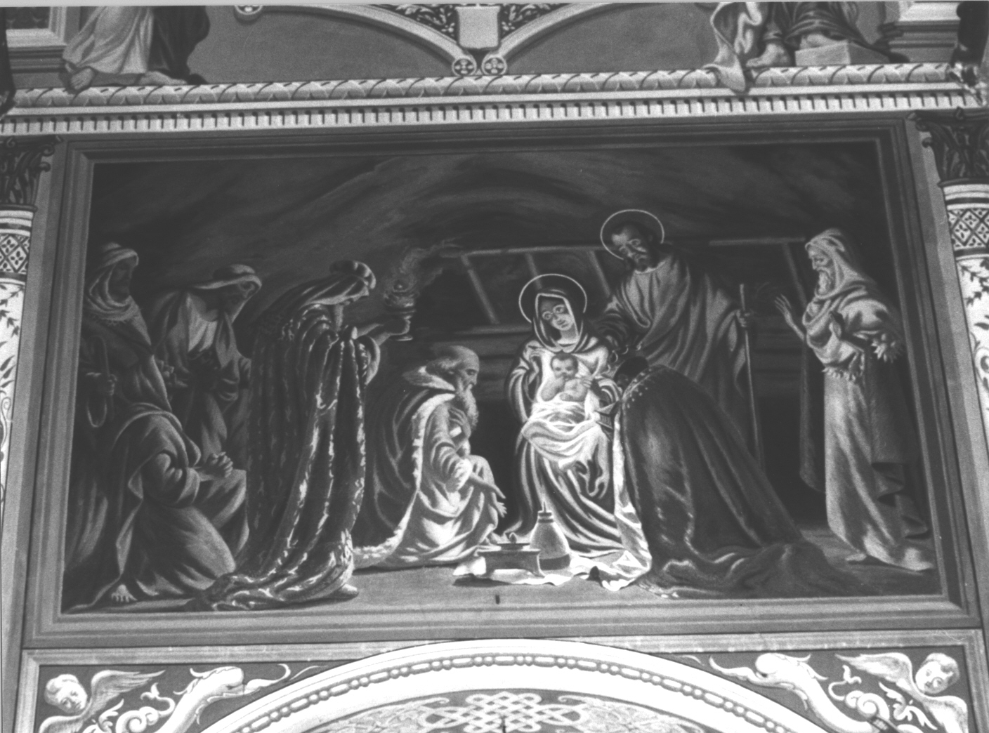 adorazione dei Re Magi (dipinto, elemento d'insieme) di Thermignon Carlo (e aiuti) (sec. XX)