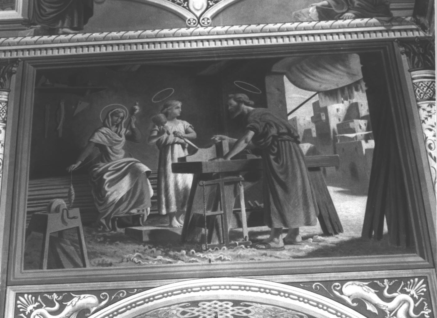 Sacra Famiglia (dipinto, elemento d'insieme) di Thermignon Carlo (e aiuti) (sec. XX)