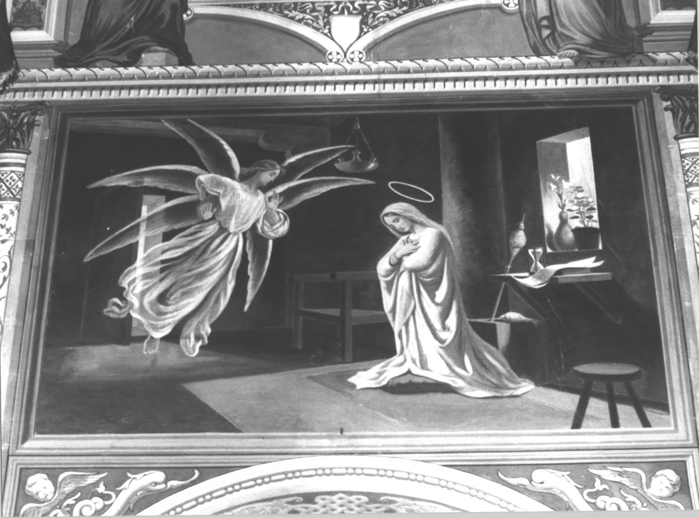 Annunciazione (dipinto, elemento d'insieme) di Thermignon Carlo (e aiuti) (sec. XX)