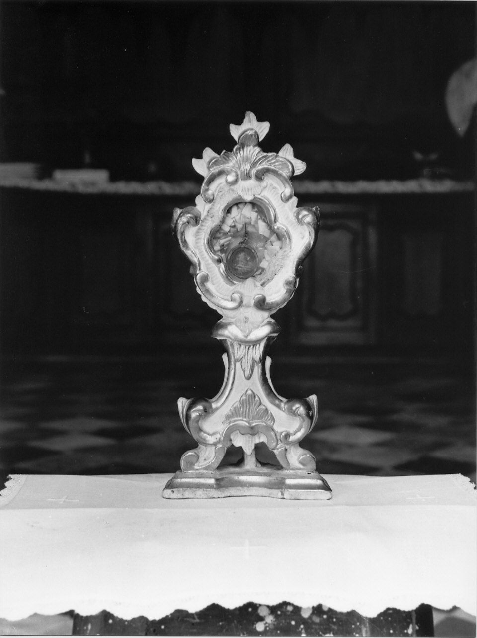 reliquiario - a ostensorio, serie - bottega ligure (fine/inizio secc. XVIII/ XIX)