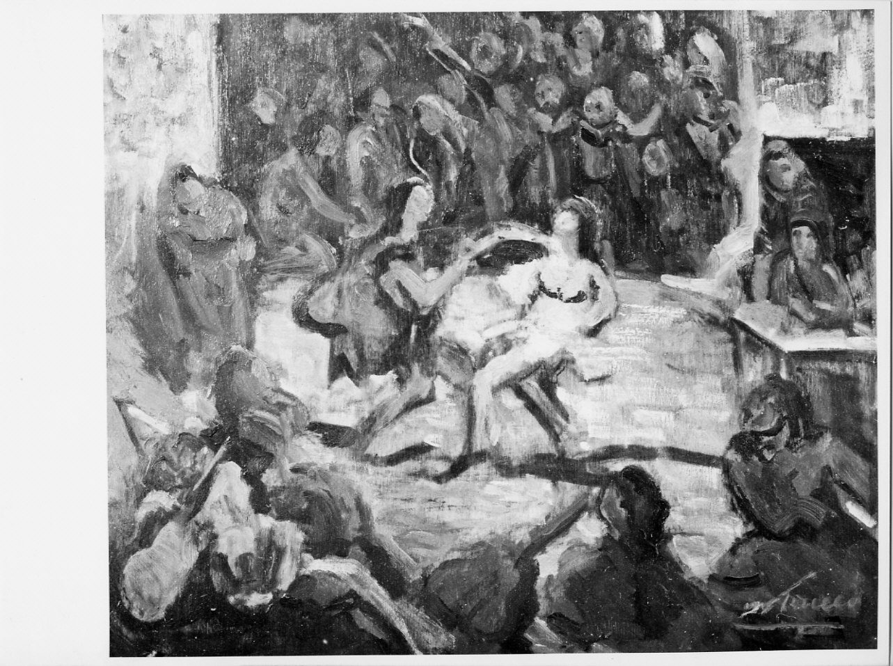Tapatio, danza messicana, scena di danza (dipinto, opera isolata) di Trucco Manlio (sec. XX)