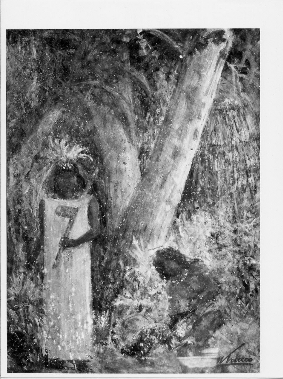 Cassique con india, paesaggio con figure (dipinto, opera isolata) di Trucco Manlio (sec. XX)