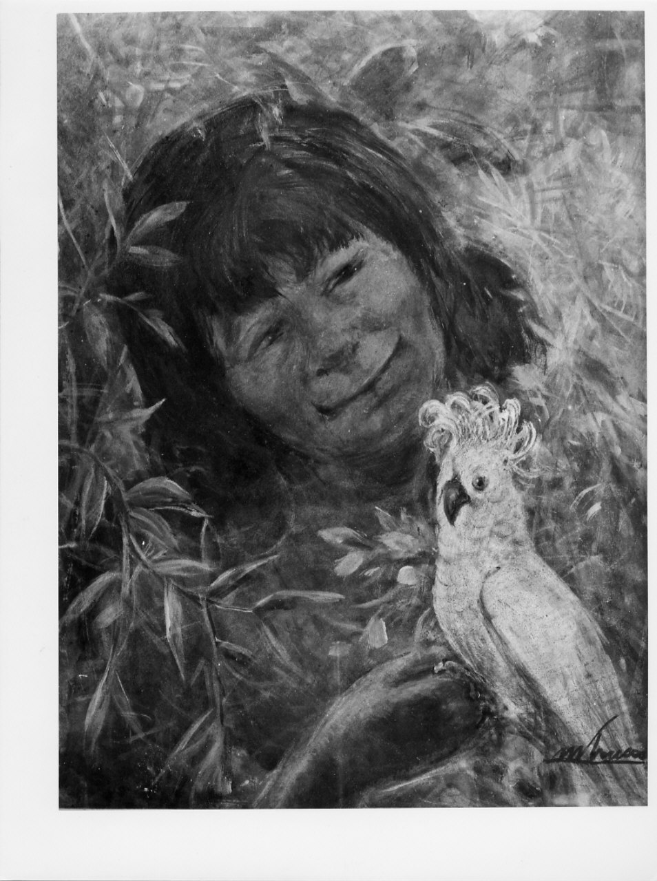 figura femminile con pappagallo (dipinto, opera isolata) di Trucco Manlio (sec. XX)