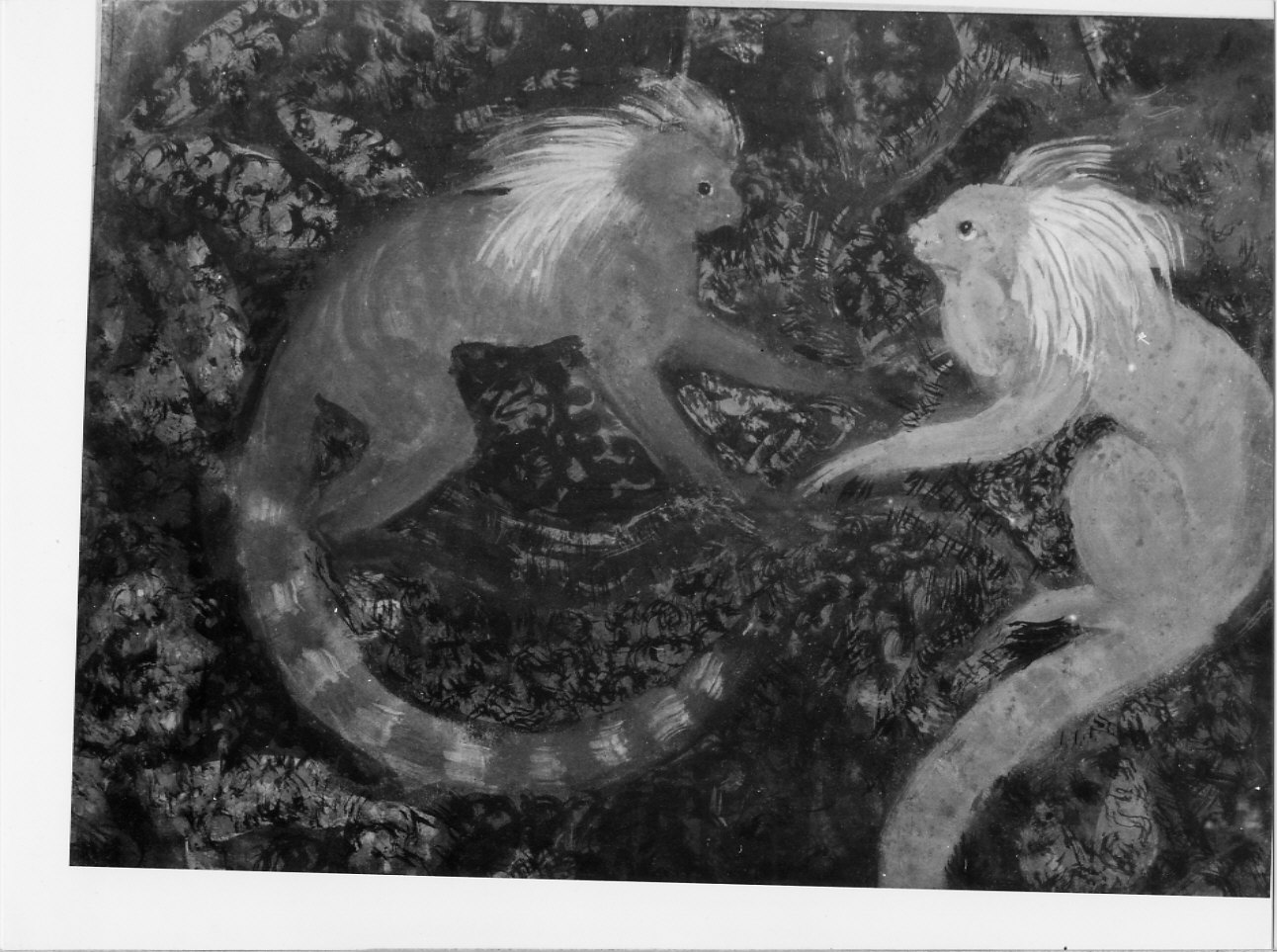 Due nistiti, paesaggio con animali (dipinto, opera isolata) di Trucco Manlio (sec. XX)