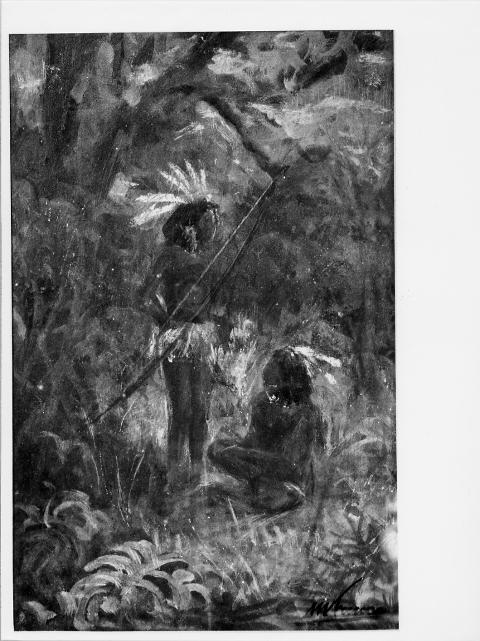 Arciere e india, paesaggio con figure (dipinto, opera isolata) di Trucco Manlio (sec. XX)