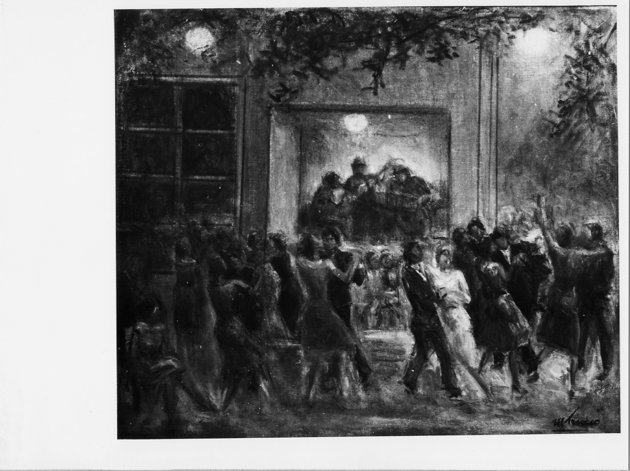 Ballo popolare a Pareto, scena di danza (dipinto) di Trucco Manlio (sec. XX)