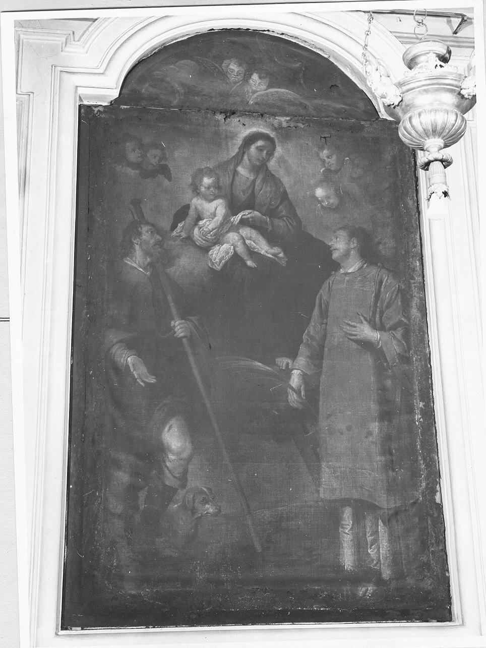 Madonna con Bambino in gloria con San Rocco e San Lorenzo (dipinto, opera isolata) - ambito ligure (sec. XVII)