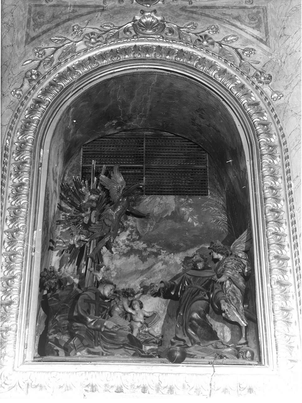 San Francesco d'Assisi riceve le stimmate (gruppo scultoreo, opera isolata) di Maragliano Anton Maria (primo quarto sec. XVIII)