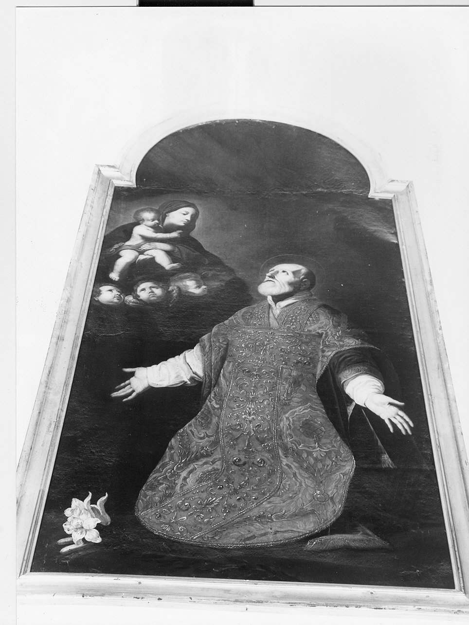 San Filippo Neri ha la visione della Madonna con Bambino (dipinto, opera isolata) - ambito italiano (fine sec. XVII)