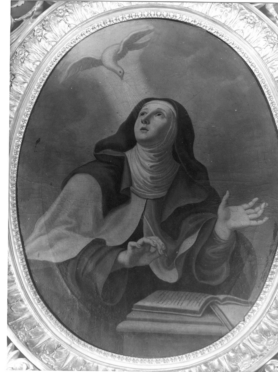 Santa Teresa d'Avila ha la visione della colomba (dipinto, opera isolata) - ambito italiano (sec. XIX)