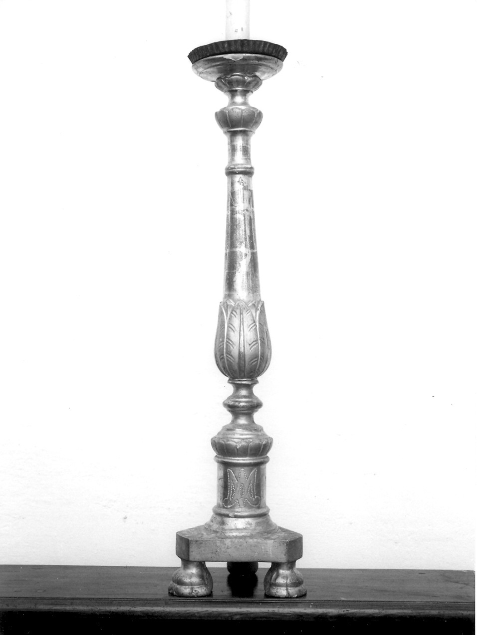 candeliere da chiesa, serie - bottega ligure (seconda metà sec. XIX)