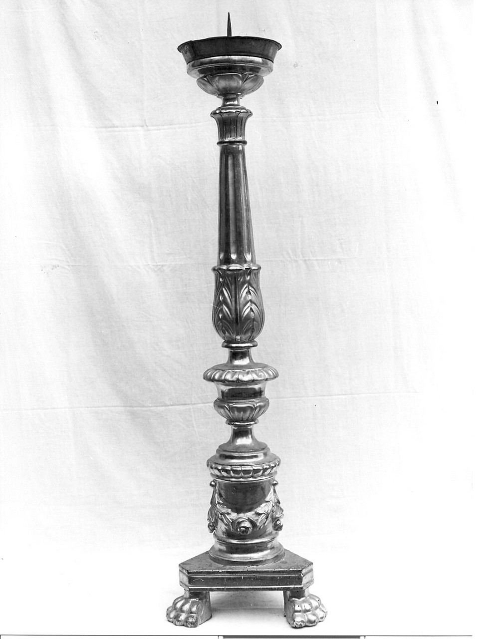 candeliere da chiesa, serie - bottega ligure (metà sec. XIX)