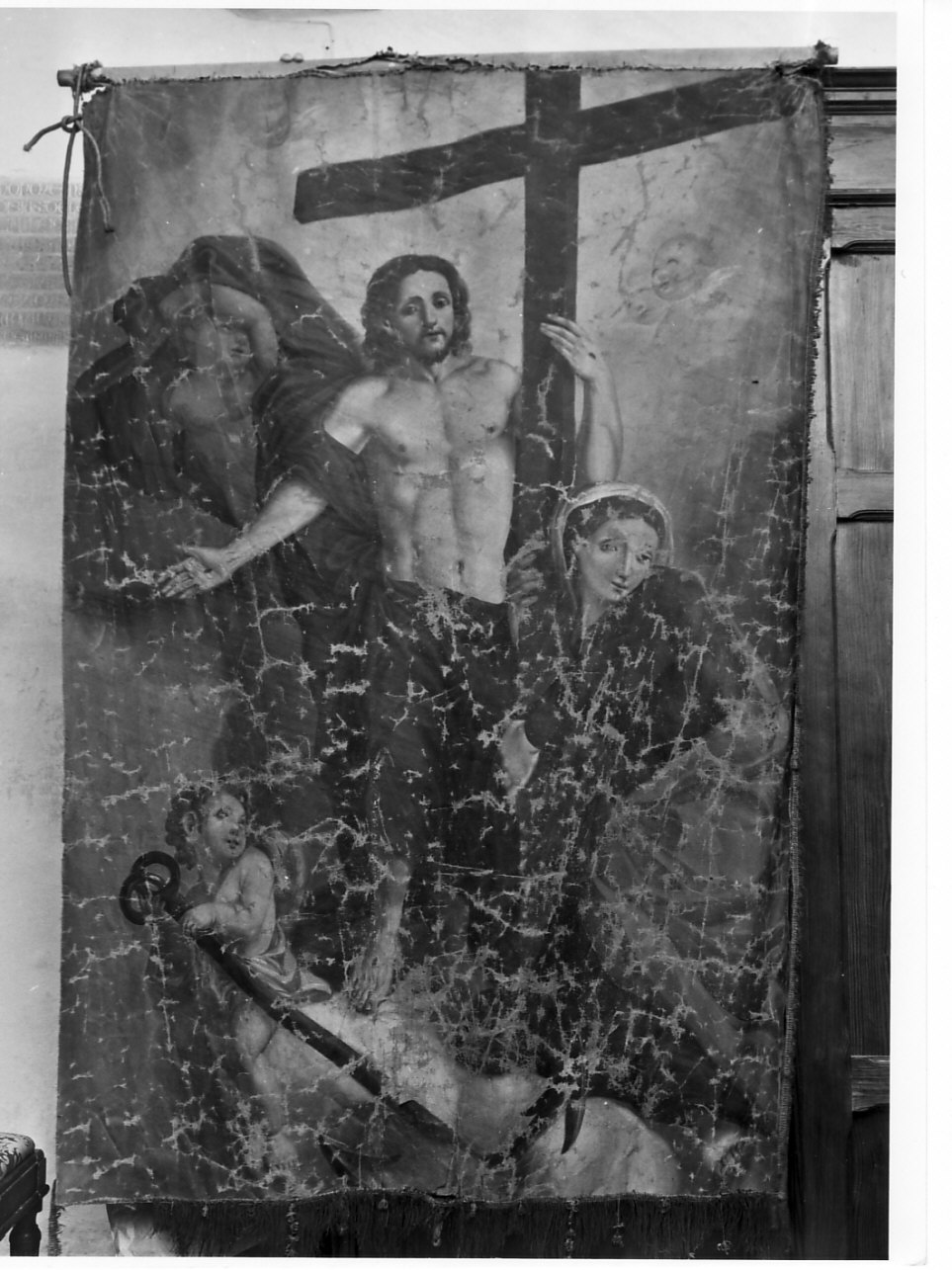 resurrezione di Cristo/ ascensione di Cristo (stendardo, opera isolata) - bottega ligure (sec. XIX)