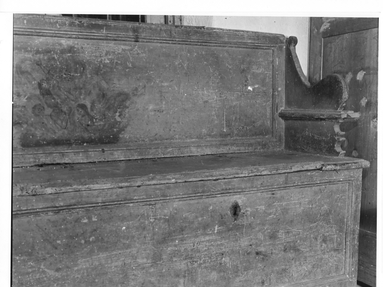 anime del purgatorio (cassapanca, opera isolata) - bottega ligure (sec. XIX)