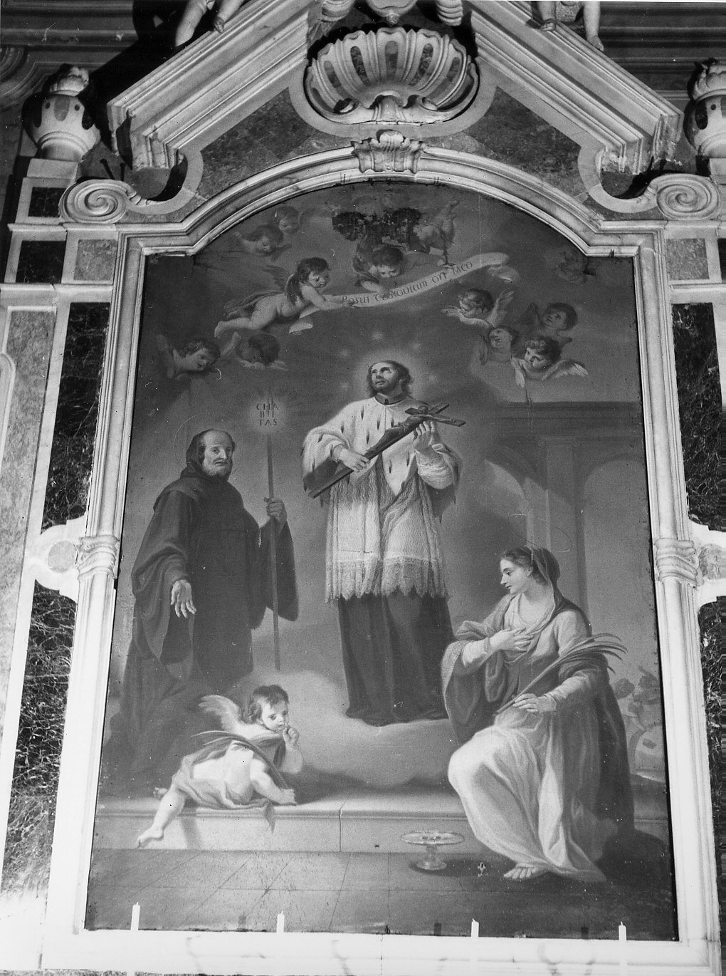 San Giovanni Nepomuceno tra San Francesco da Paola e Santa Lucia (dipinto, elemento d'insieme) di Paganelli Giuseppe (sec. XVIII)