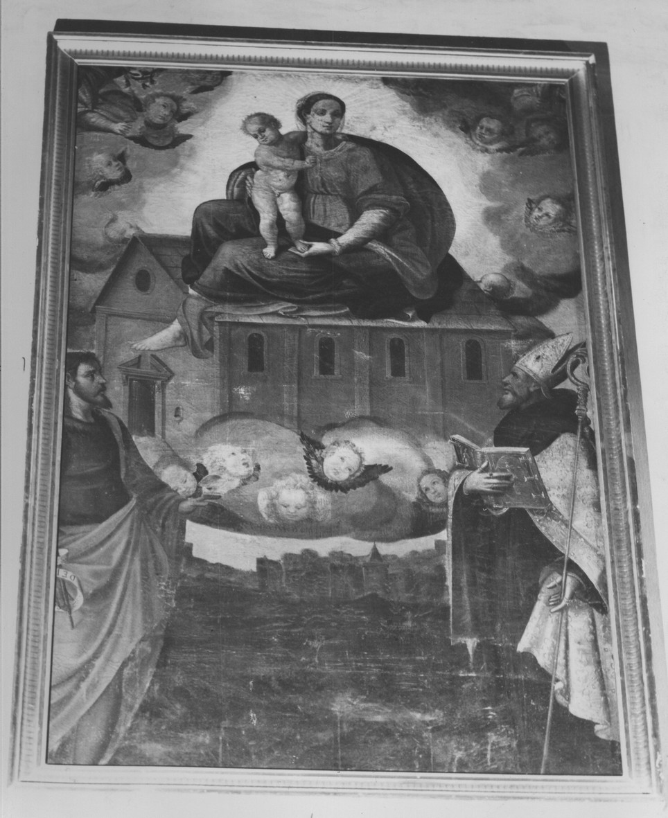 Madonna di Loreto, San Giovanni Battista e Santo Vescovo (dipinto, opera isolata) - ambito ligure (prima metà sec. XVII)