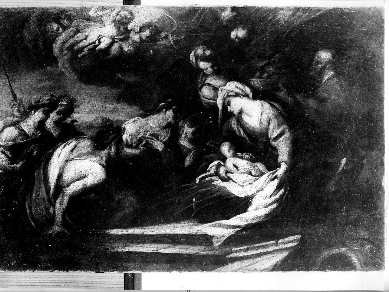 adorazione dei pastori (dipinto, opera isolata) - ambito ligure (sec. XVII)