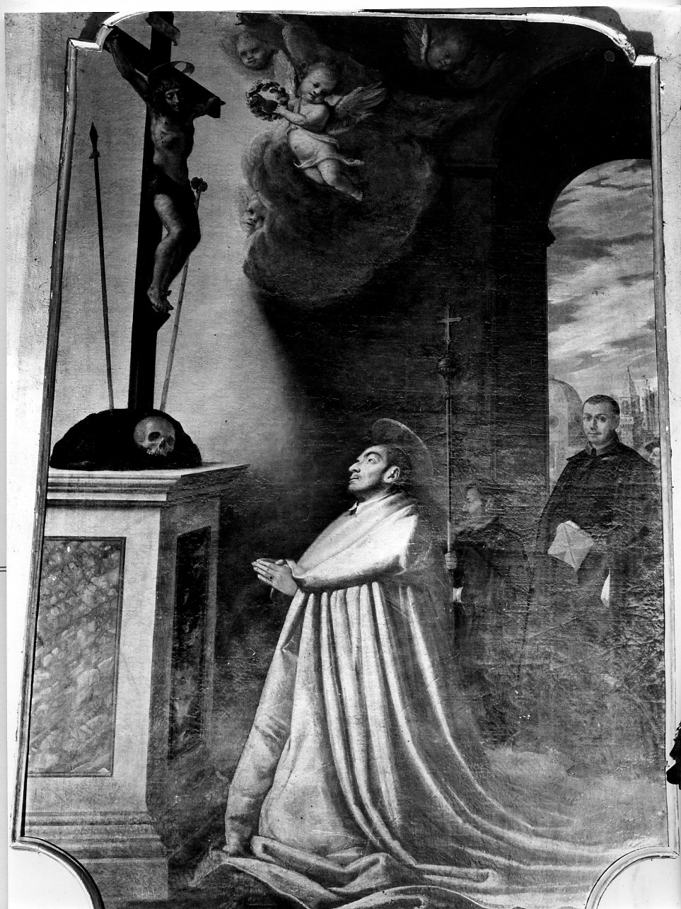 San Carlo Borromeo in adorazione della croce (dipinto, opera isolata) - ambito ligure (sec. XVIII)