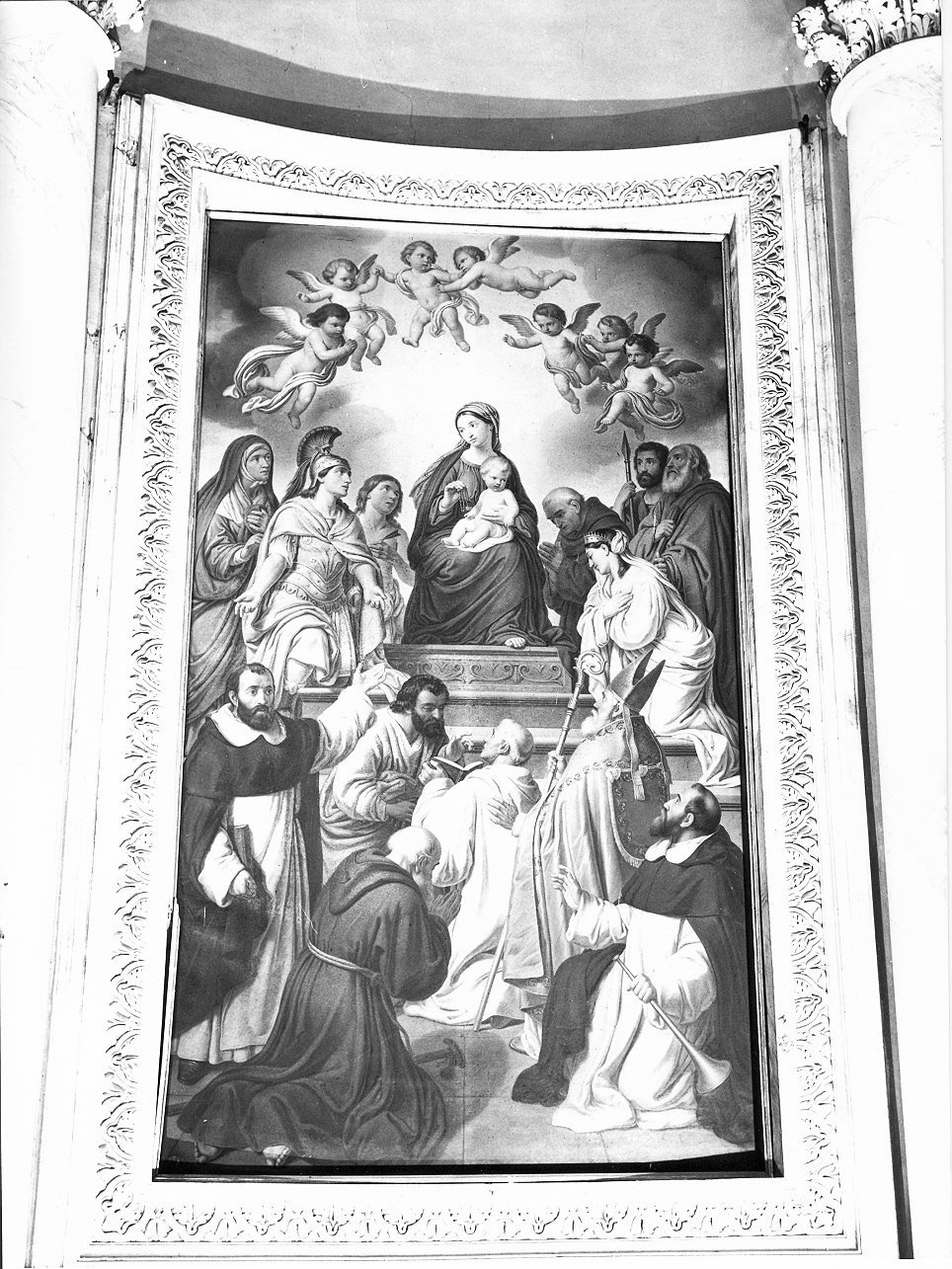 Madonna del Rosario con Santi (dipinto, opera isolata) di Massabò Leonardo (metà sec. XIX)
